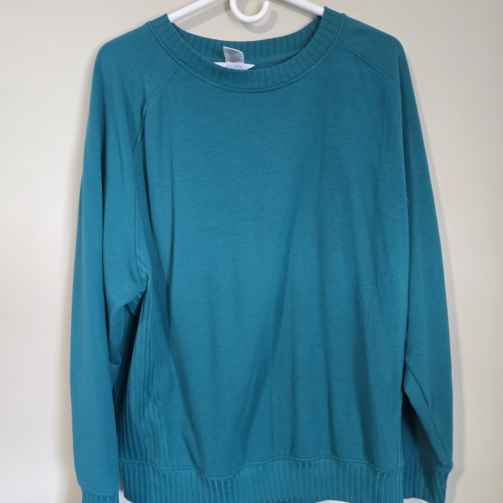 Jockey Teal Pullover Crewneck Sweatshirt